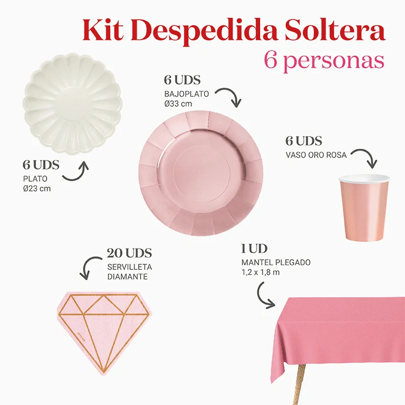 Kit Mesa 6 personas Despedida de Soltera Elegante 39 piezas - Image 3