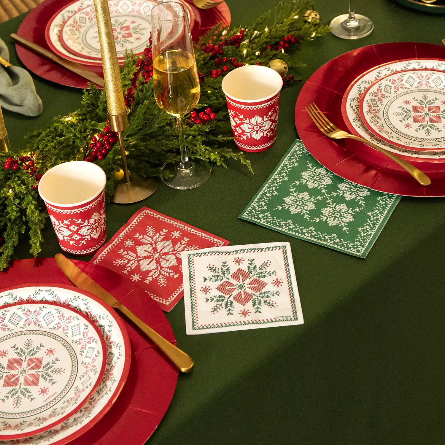 Kit Mesa Basic Navidad 6 Personas Bordado Jacquard 48 piezas - Image 5