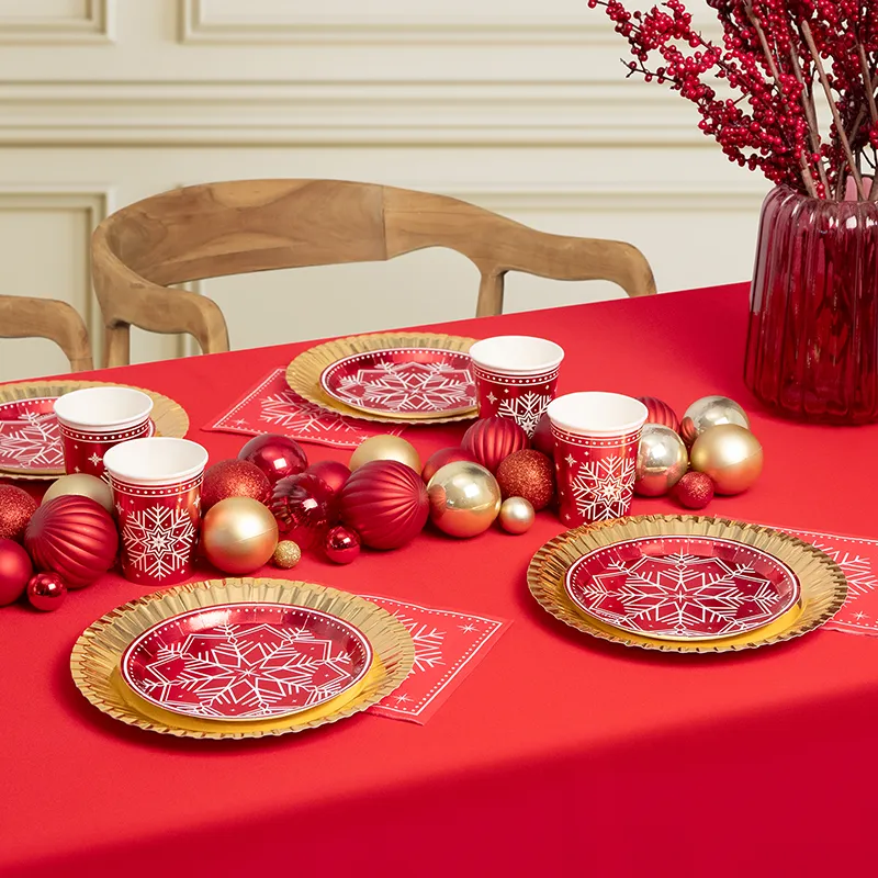 Kit Mesa Basic 6 Personas Copo de Nieve Rojo 48 piezas - Image 6