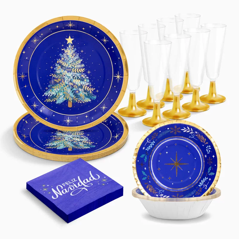 Kit Mesa Basic Navidad Azul Noche 6 Personas 50 piezas - Image 5