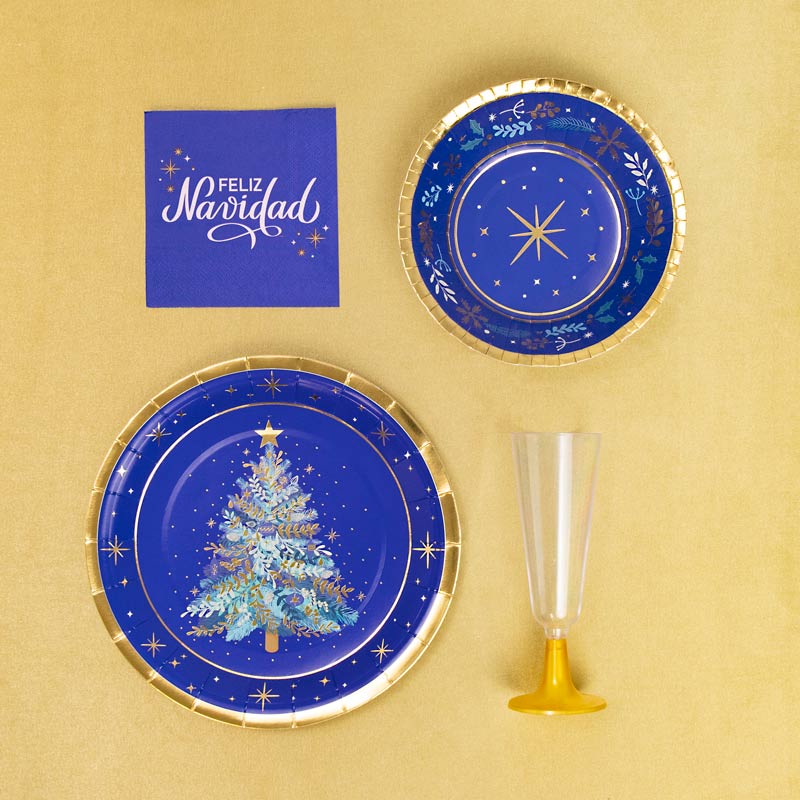 Kit Mesa Basic Navidad Azul Noche 6 Personas 50 piezas - Image 6