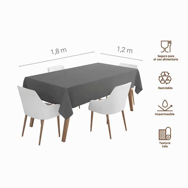 Mantel Papel Plegado Impermeable Metalizado 1.20 x 1.80 m Plata - Image 2