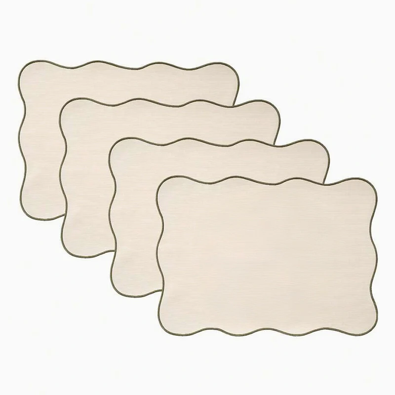 Manteles Individuales Ondulado Tela 33 x 45 cm Beige