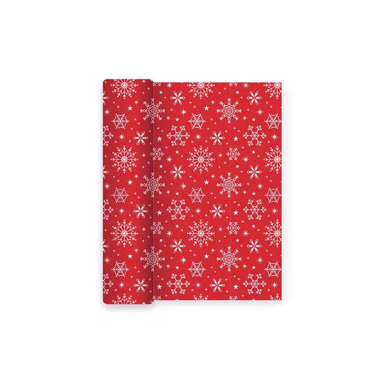 Rollo Mantel Papel Navidad 1.20 x 5 m Rojo Copos de Nieve - Image 3