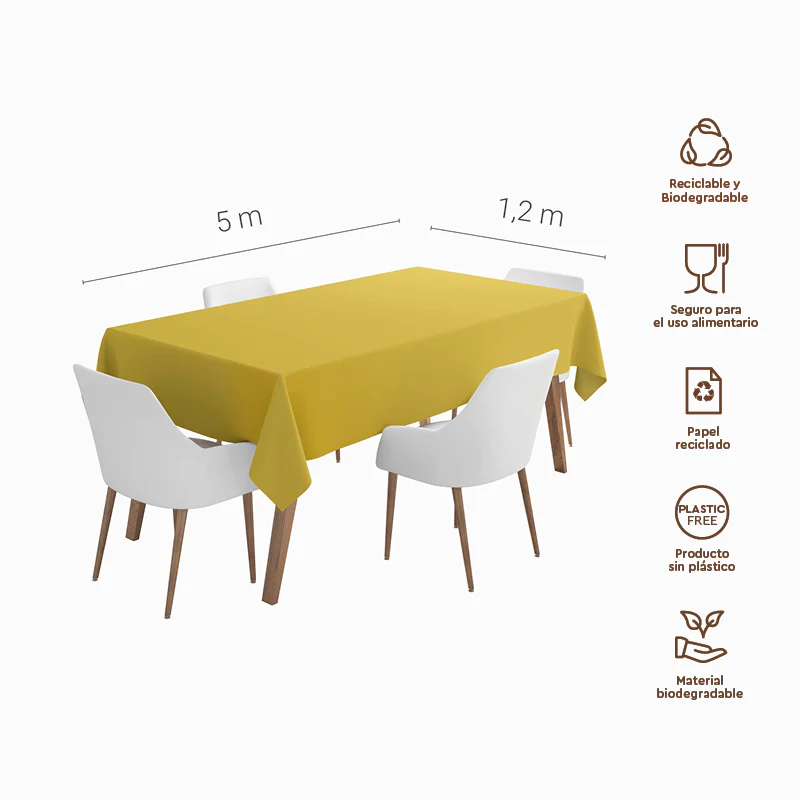 Rollo Mantel Papel 1.20 x 5 m Amarillo - Image 3