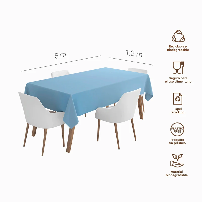 Rollo Mantel Papel 1.20 x 5 m Azul Pastel - Image 3