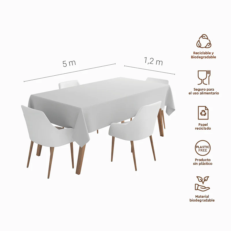 Rollo Mantel Papel 1.20 x 5 m Blanco - Image 3