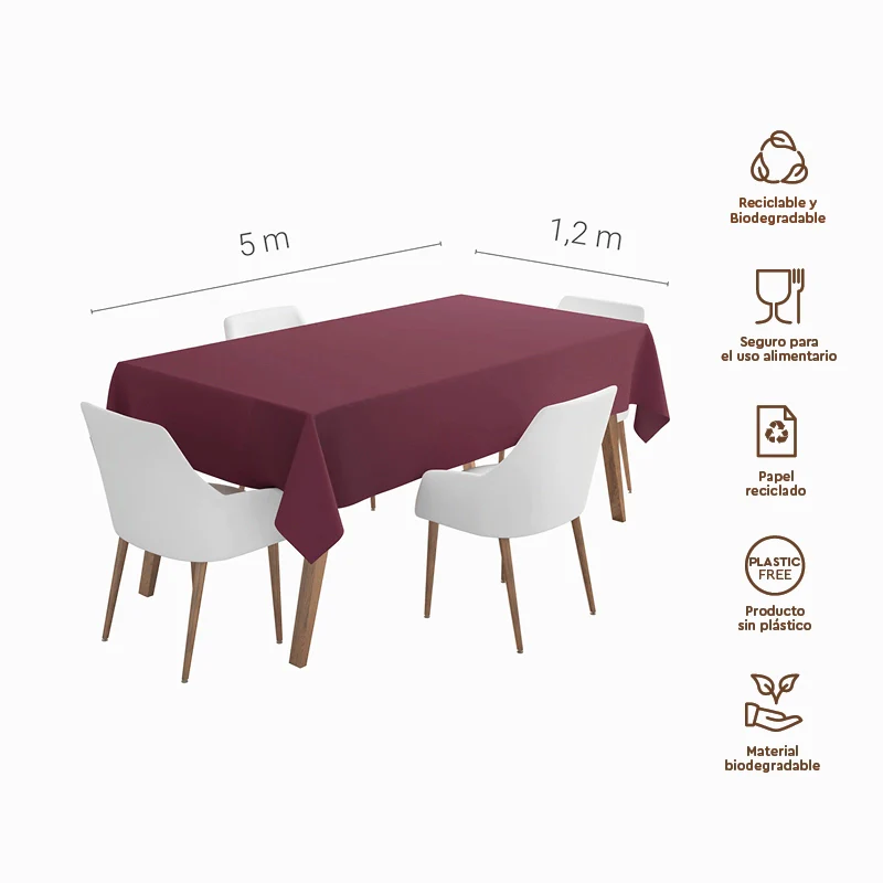 Rollo Mantel Papel 1.20 x 5 m Burdeos - Image 3