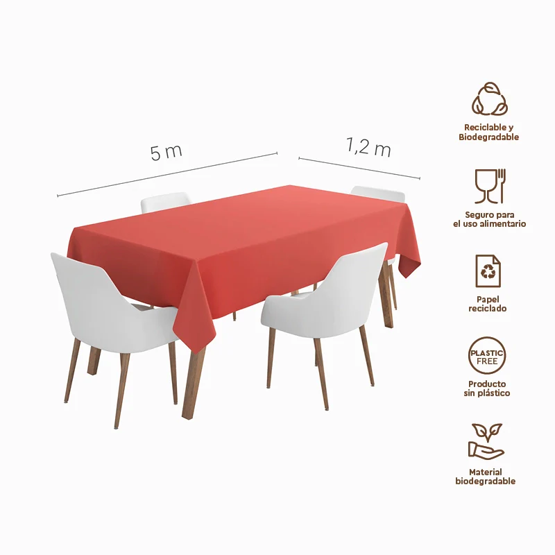 Rollo Mantel Papel 1.20 x 5 m Rojo - Image 3