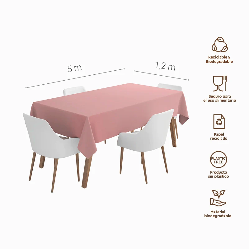 Rollo Mantel Papel 1.20 x 5 m Rosa Pastel - Image 3