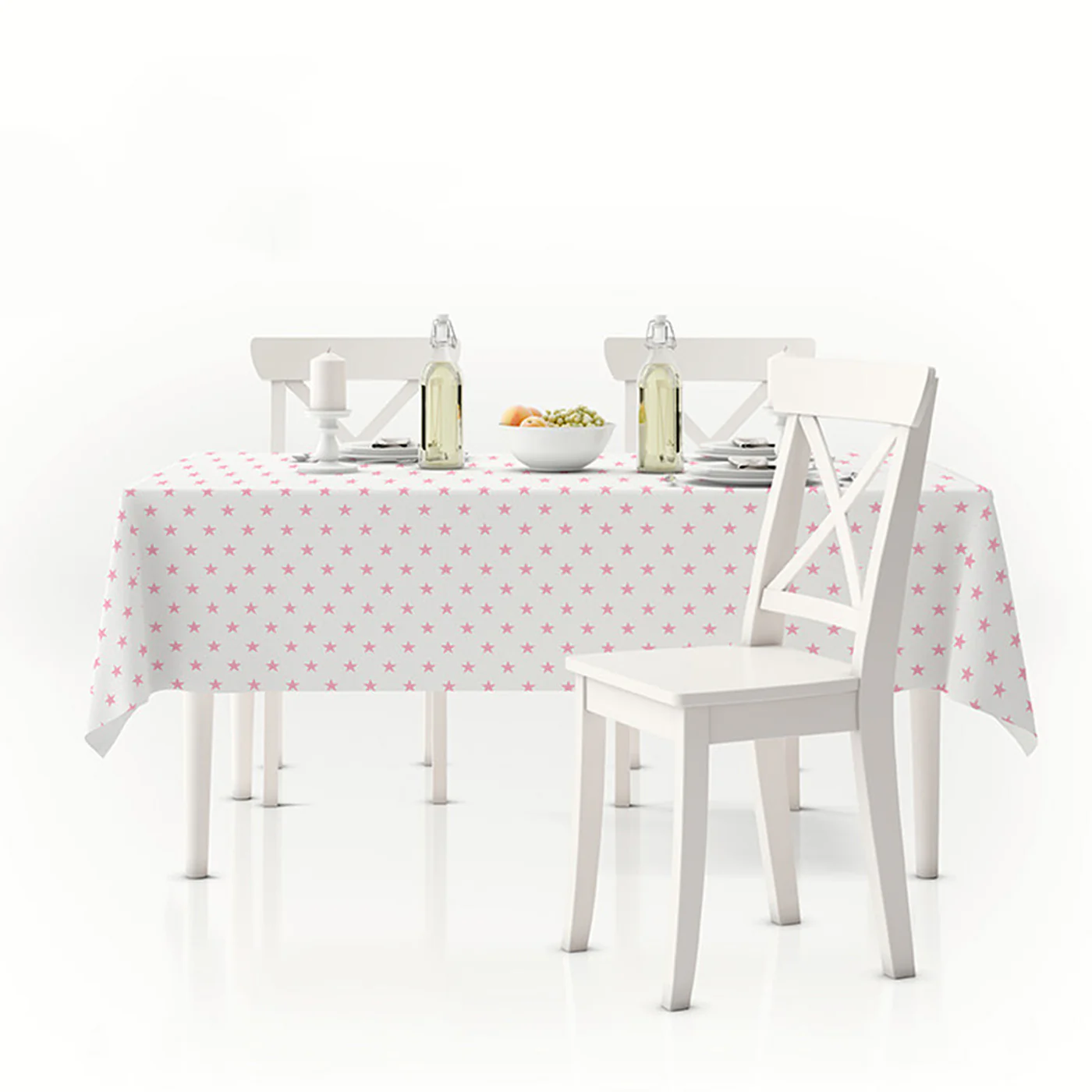 Rollo Mantel Papel Estrellas Rosa 1.20 x 5m Blanco - Image 2
