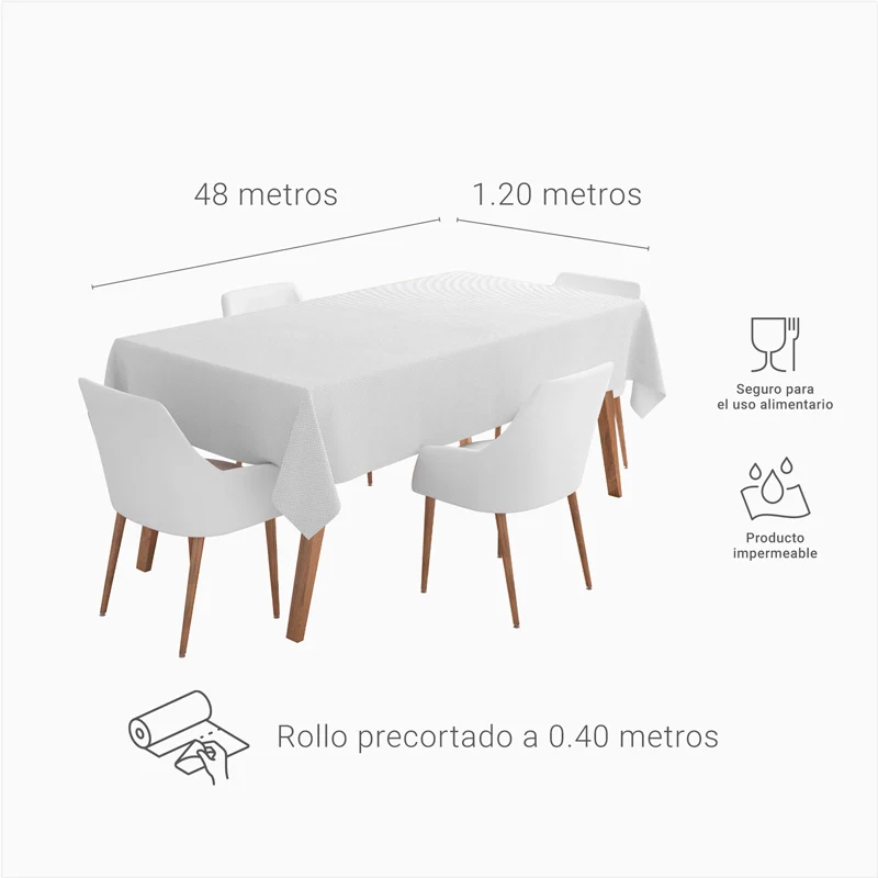Rollo Mantel TNT de 48m con Precorte a 0.40 cm Blanco - Image 7