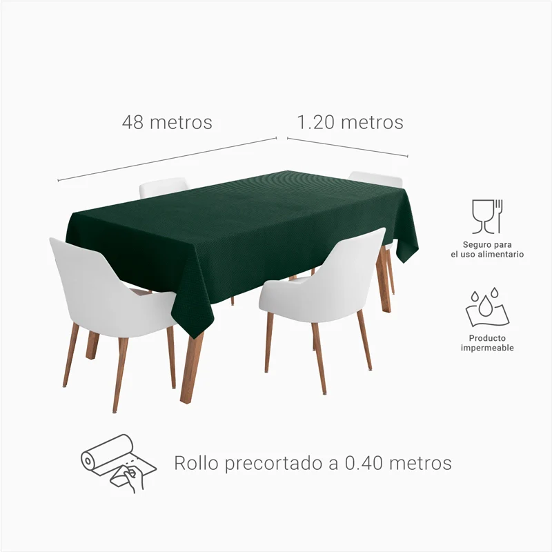 Rollo Mantel TNT de 48m con Precorte a 0.40 cm Verde Oscuro - Image 7