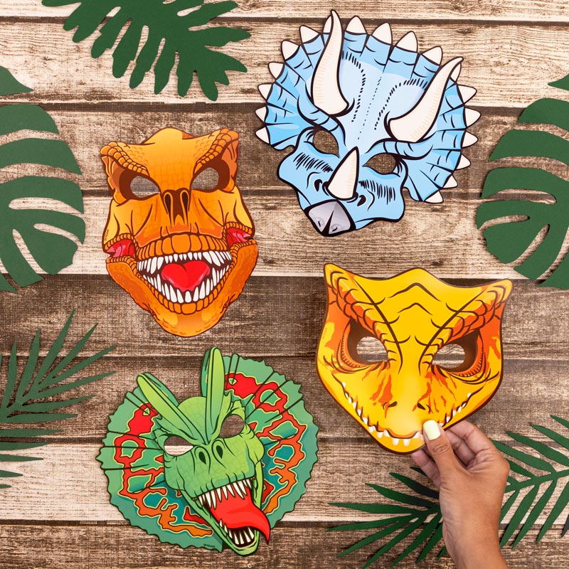 Máscaras de Fiesta Cartón Dinosaurios - Image 2