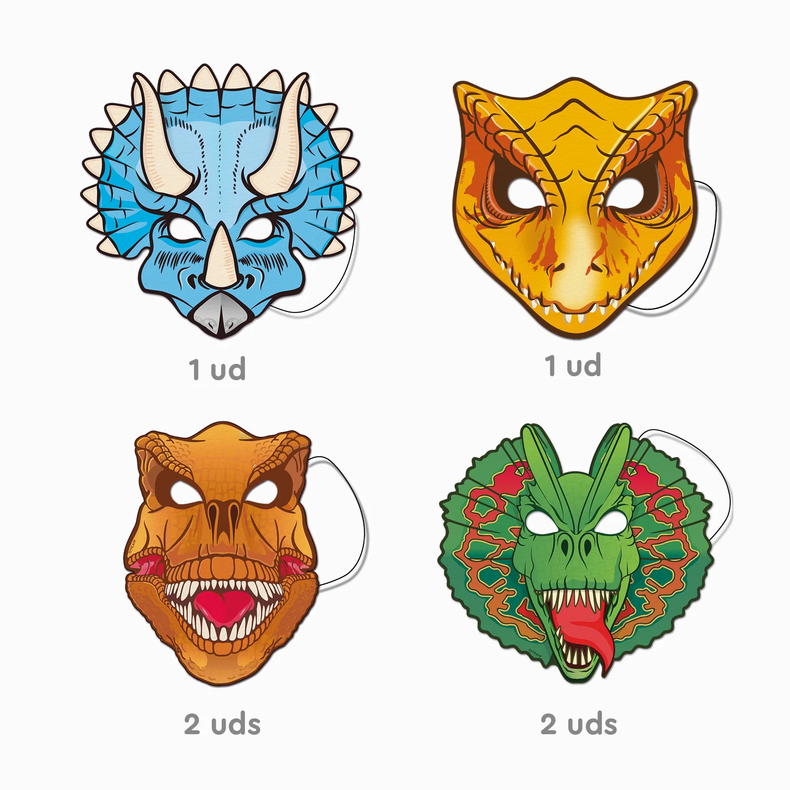 Máscaras de Fiesta Cartón Dinosaurios - Image 3