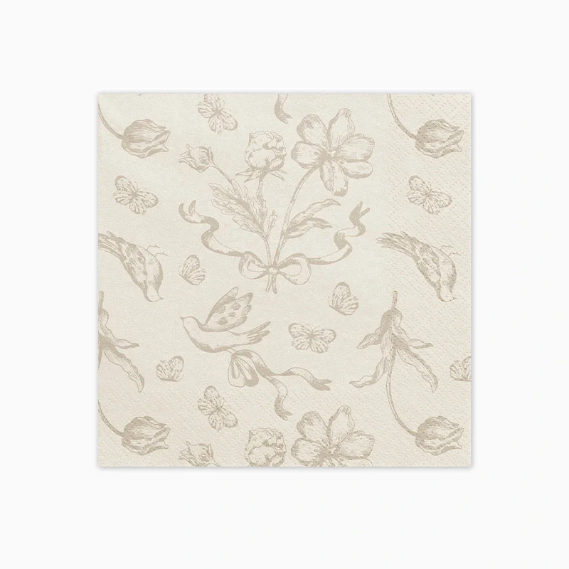Servilleta Papel Doble Capa 33 x 33 cm Estampado Flores Beige