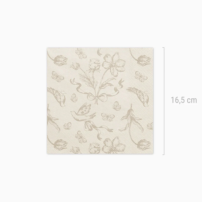 Servilleta Papel Doble Capa 33 x 33 cm Estampado Flores Beige - Image 4