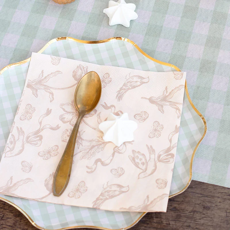 Servilleta Papel Doble Capa 33 x 33 cm Estampado Flores Beige - Image 5