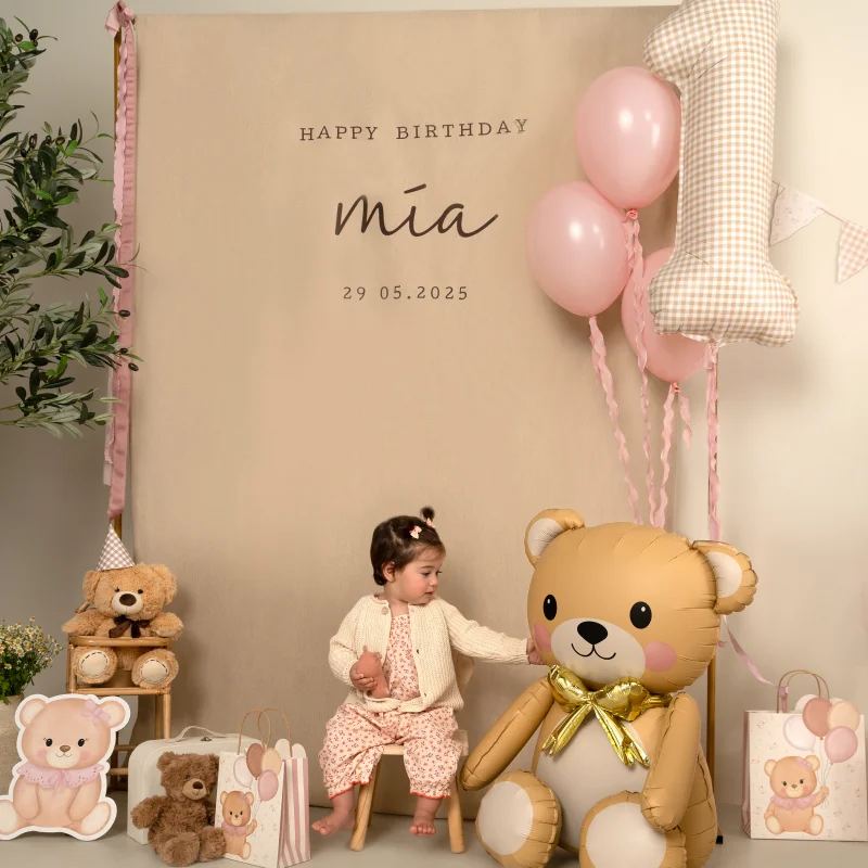 Bolsa Regalo Cartón Mediana 26 x 10 x 32 cm Baby Osito Rosa con Globos - Image 6
