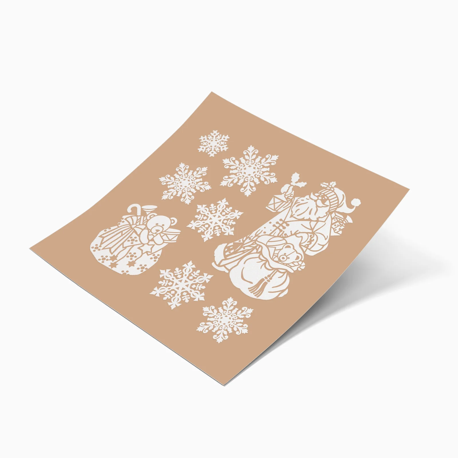 Pegatina Decorativas Navidad para Ventana Papá Noel y Copos de Nieve