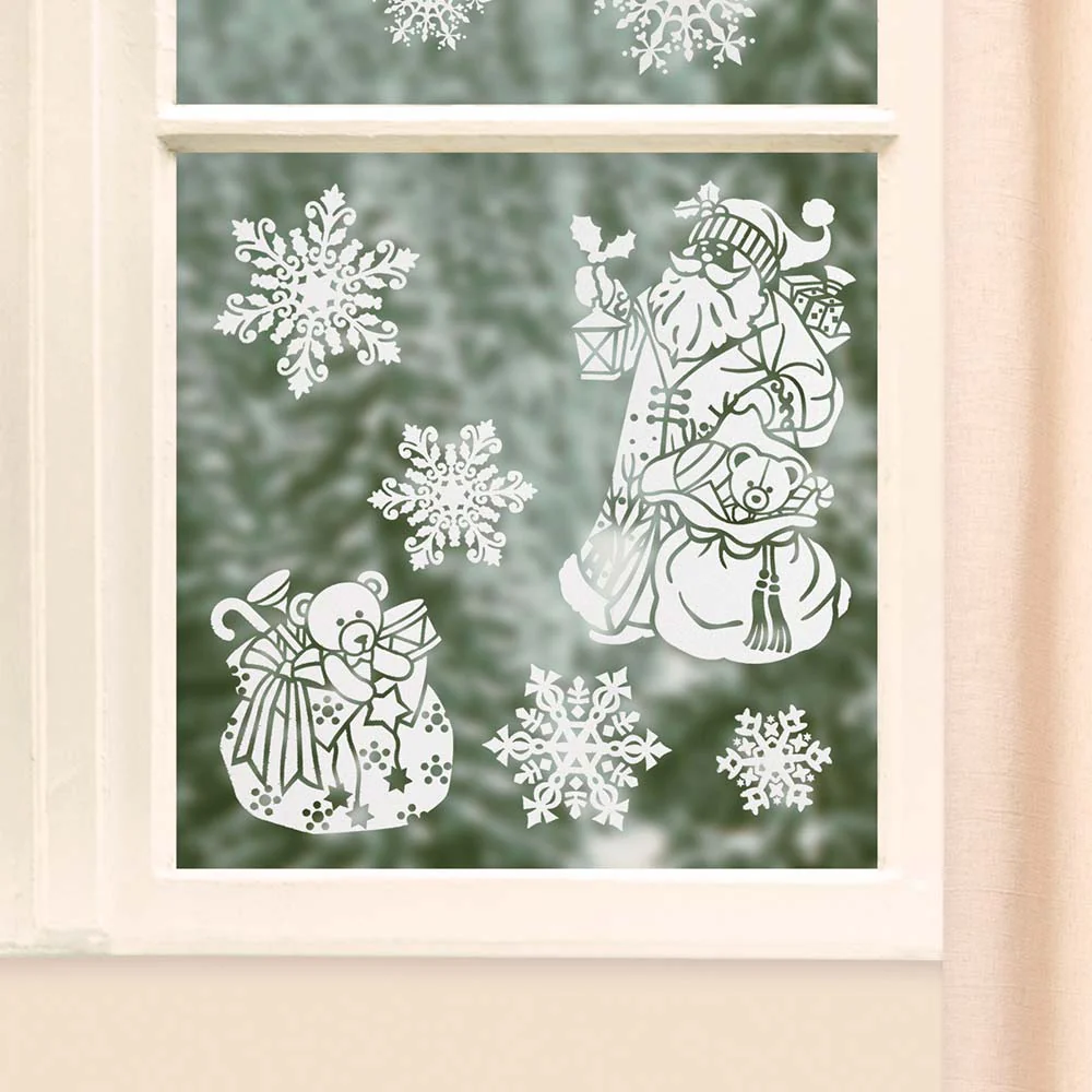 Pegatina Decorativas Navidad para Ventana Papá Noel y Copos de Nieve - Image 2