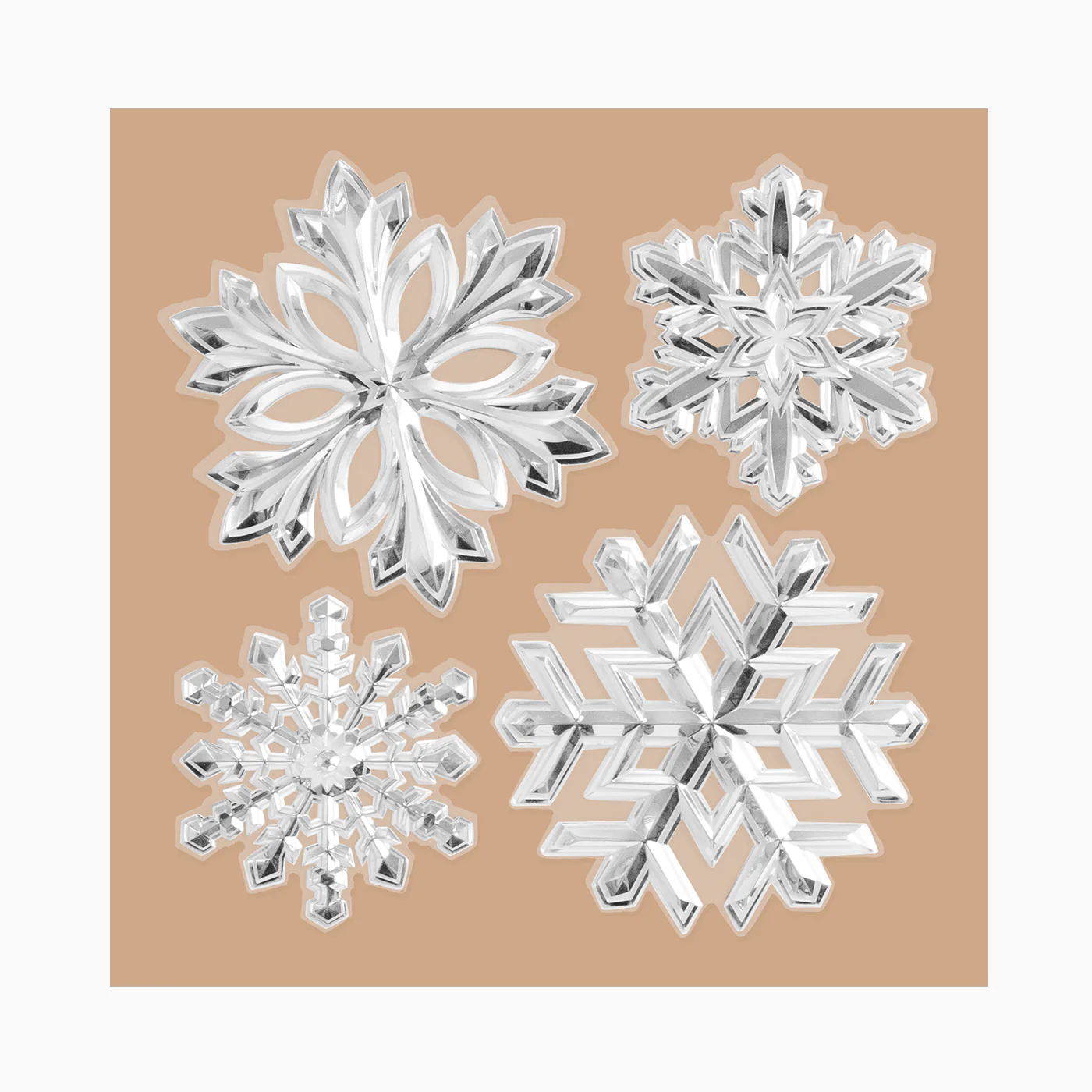 Pegatina Decorativas Navidad para Ventana Copos de Nieve Plata