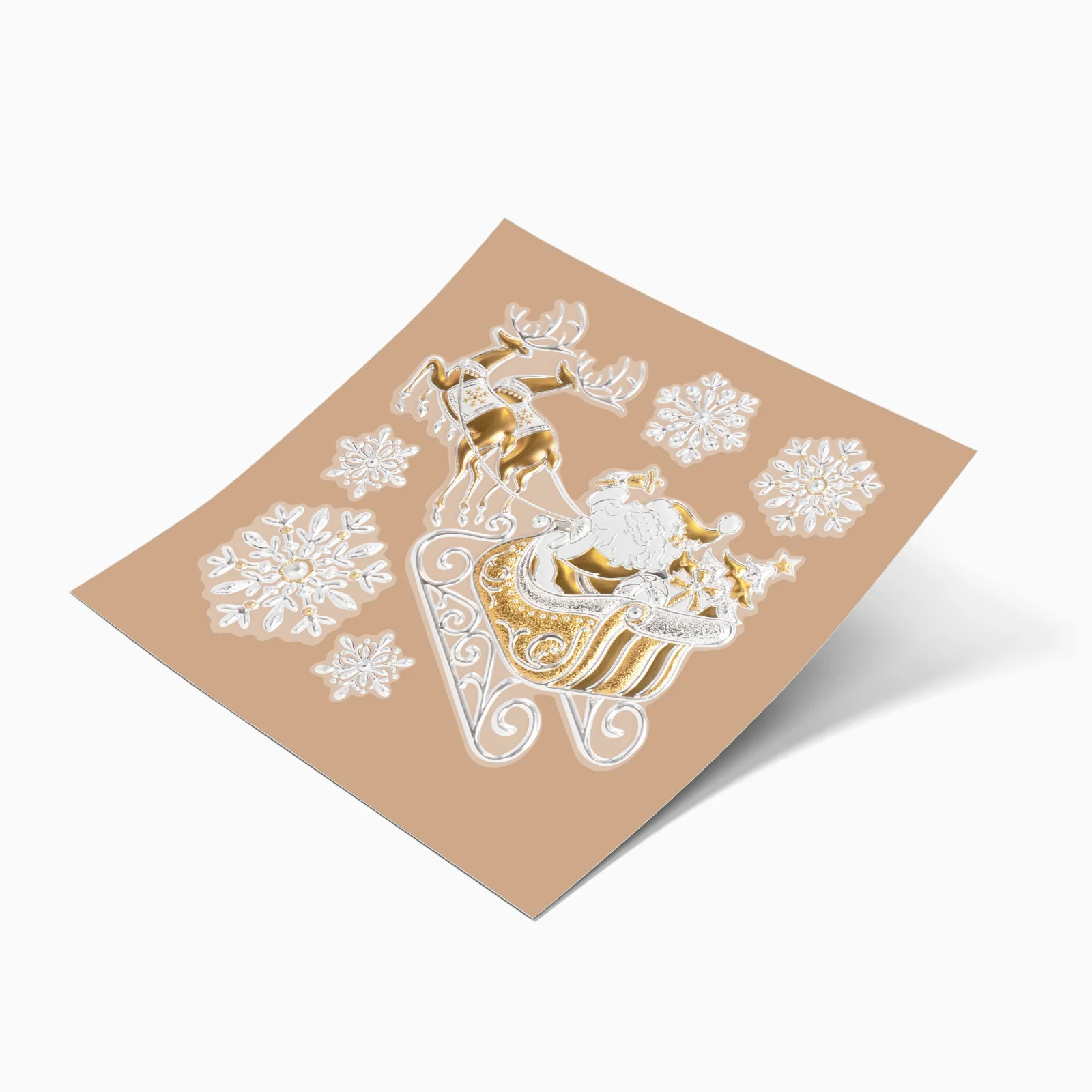 Pegatina Decorativas Navidad para Ventana Papá Noel Plata