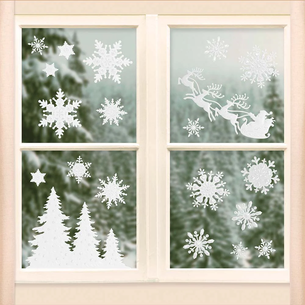 Pegatina Decorativas Navidad para Ventana Trineo y Copos de Nieve - Image 3