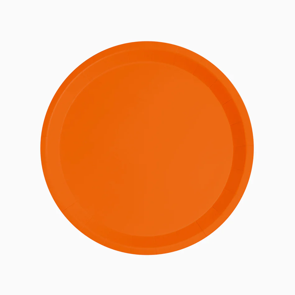Plato Cartón Llano Redondo Ø 20.5 cm Naranja