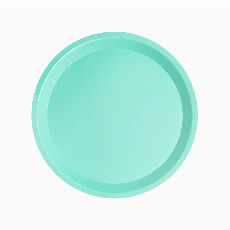Plato Cartón Llano Redondo Ø 20.5 cm Verde Menta