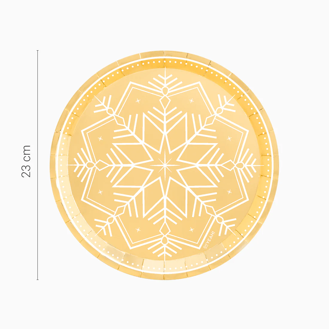 Plato Cartón Llano Navidad Ø 23 cm Copo de Nieve Oro - Image 3
