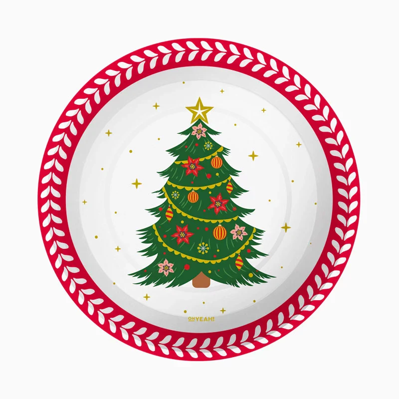 Plato Cartón Llano Navidad Ø 23 cm Abeto