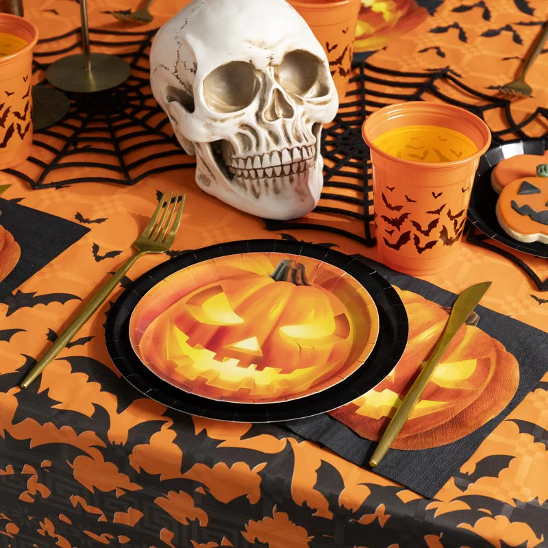 Plato Cartón Llano Redondo Postre Calabaza Ø 18 cm Halloween - Image 2