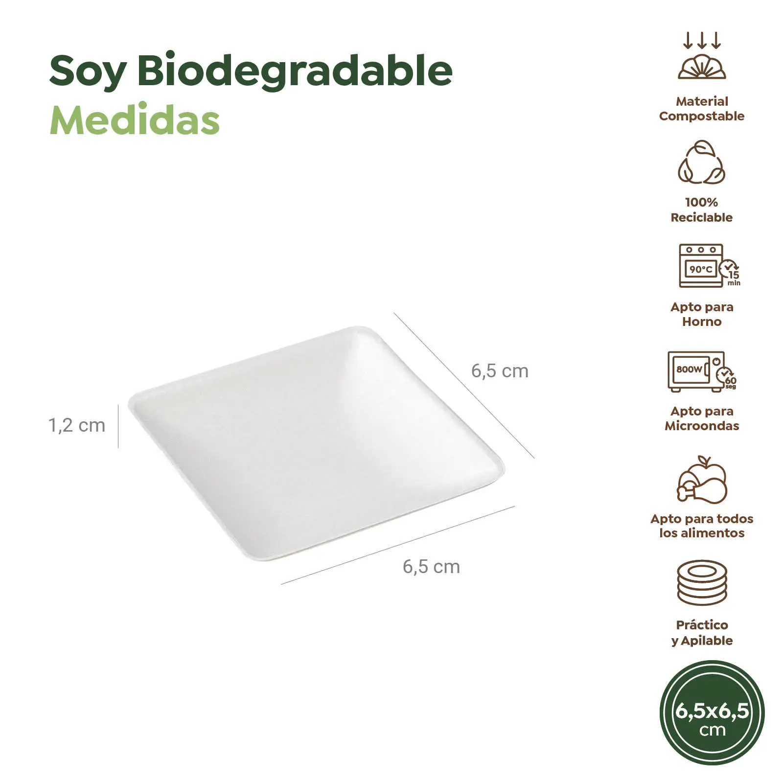 Plato Cuadrado Finger Food Caña de Azúcar 6.5 x 6.5 cm - Image 3