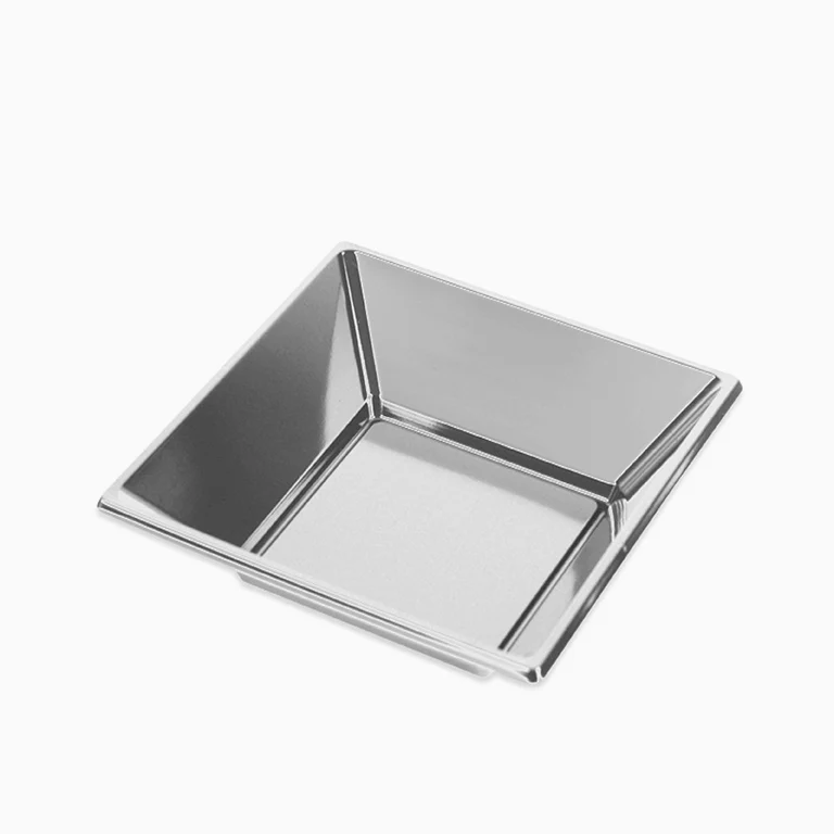 Plato Plástico Hondo Cuadrado Metalizado 17 x 17 cm Plata