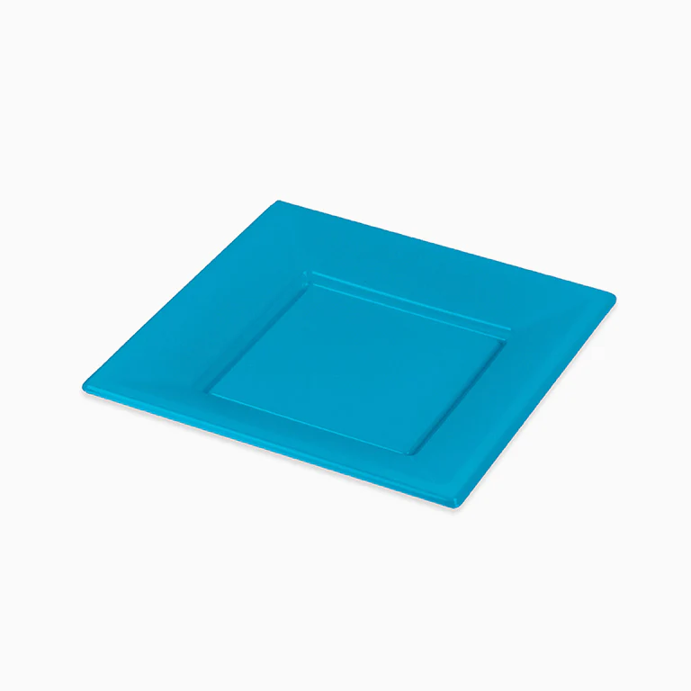 Plato Plástico Llano Cuadrado 17 x 17 cm Azul