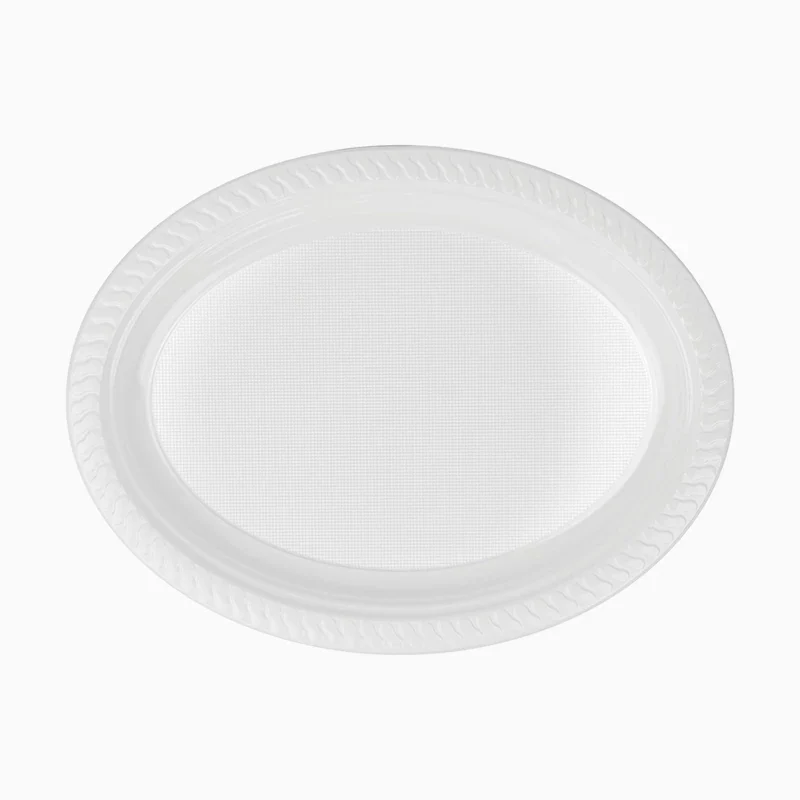 Plato Llano Ovalado Plástico PS Reutilizable 30 x 23 cm Blanco