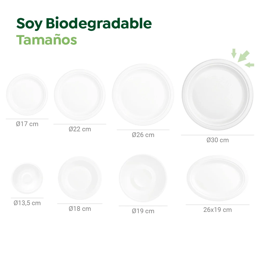 Plato Caña de Azúcar Llano Redondo Ø 30 cm Blanco - Image 3