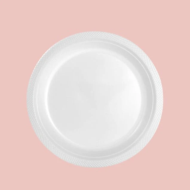 Plato Plástico Reutilizable PS Llano Redondo Premium Ø 26 cm Blanco