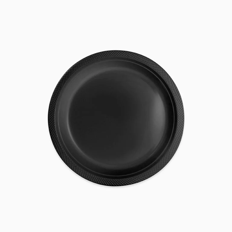 Plato Plástico Reutilizable PS Llano Redondo Premium Ø 22 cm Negro