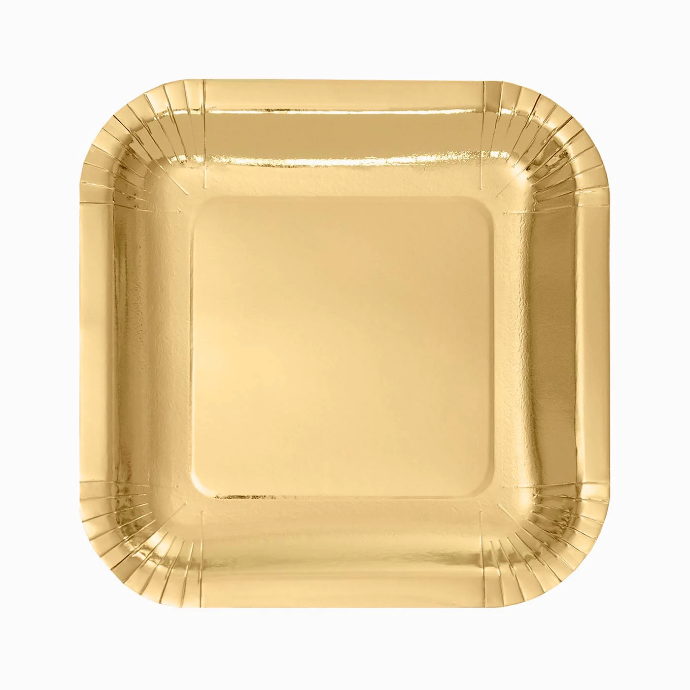 Plato Cartón Llano Cuadrado Metalizado 23 x 23 cm Oro