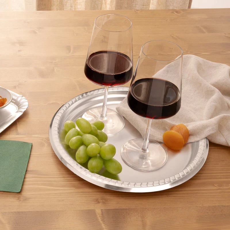 Plato Plástico Reutilizable Llano Redondo Premium Metalizado Ø 26 cm Plata - Image 3