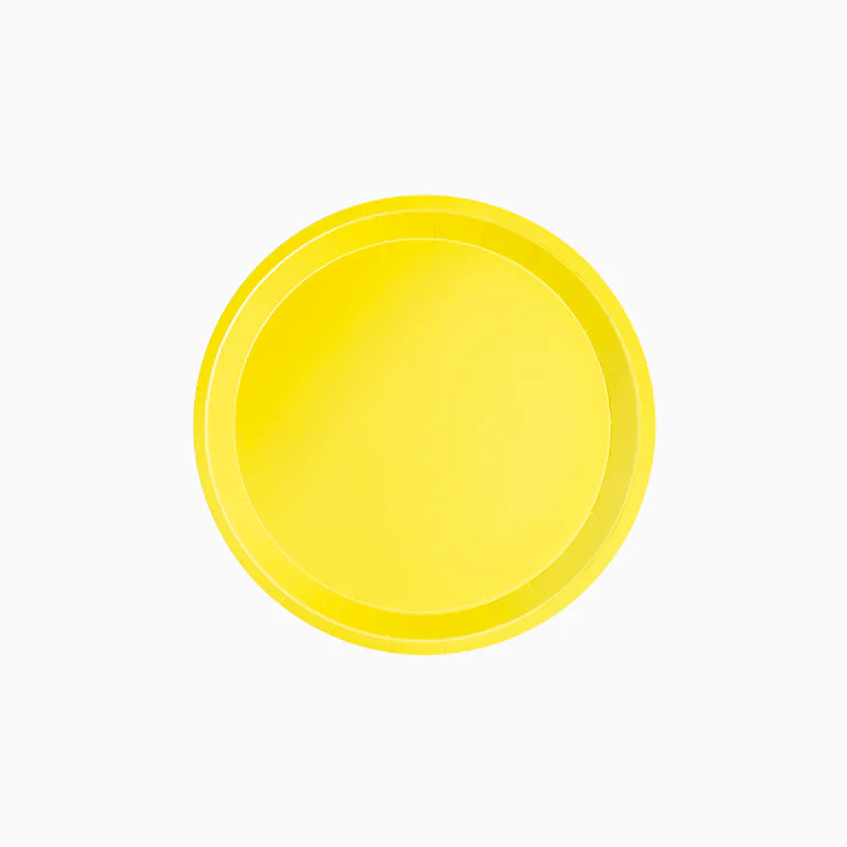 Plato Cartón Llano Redondo Postre Ø 17 cm Amarillo