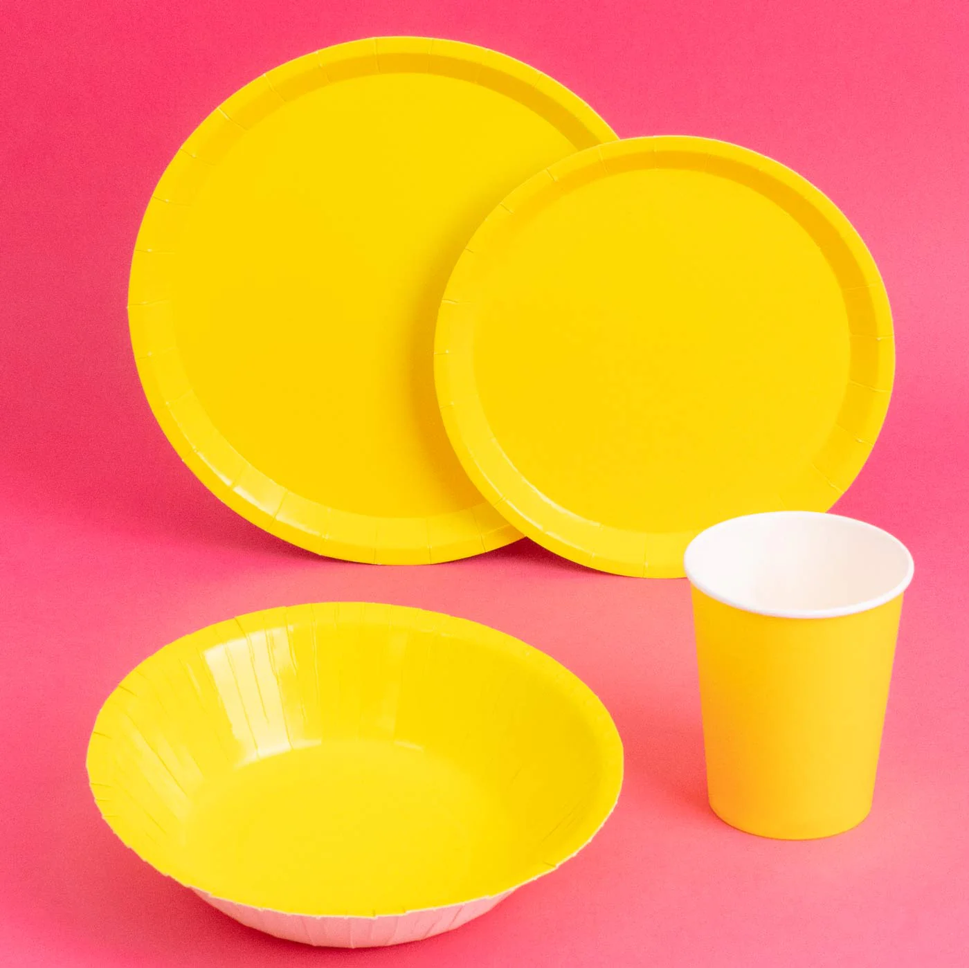 Plato Cartón Llano Redondo Postre Ø 17 cm Amarillo - Image 2