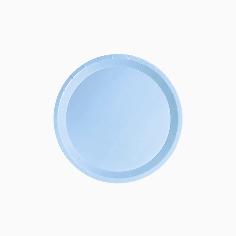 Plato Cartón Llano Redondo Postre Ø 17 cm Azul Pastel