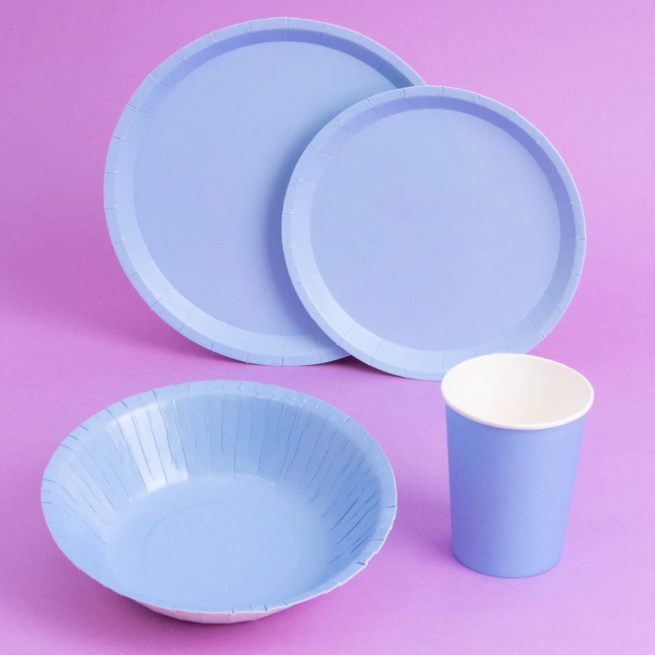 Plato Cartón Llano Redondo Postre Ø 17 cm Azul Pastel - Image 2