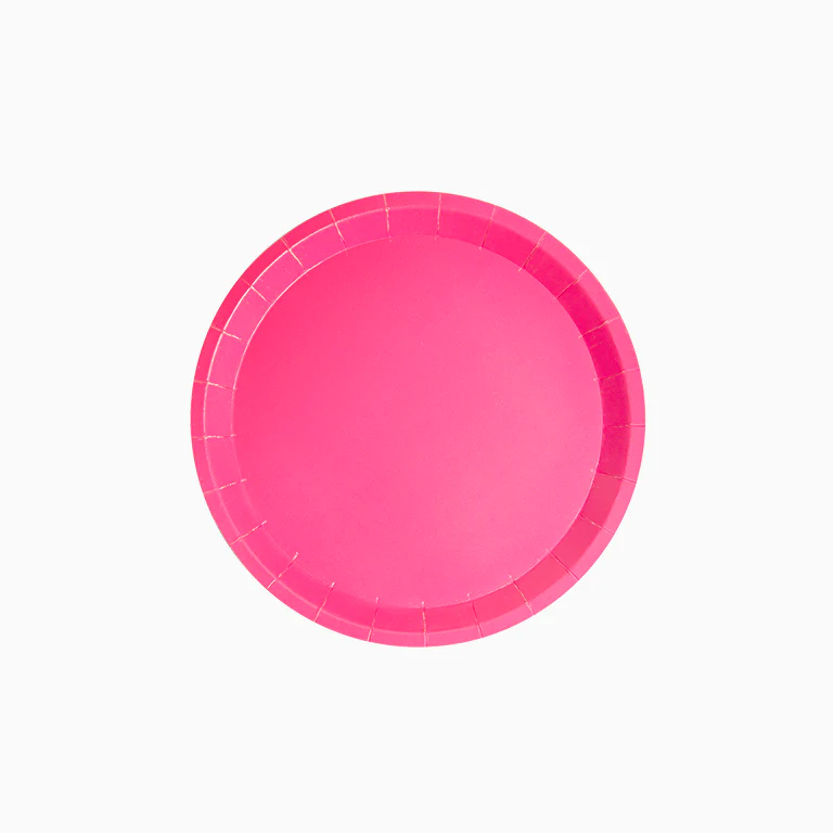 Plato Cartón Llano Redondo Postre Ø 17 cm Rosa