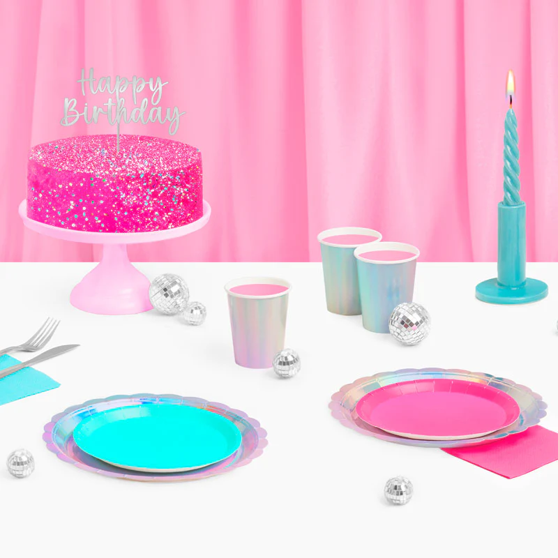 Plato Cartón Llano Redondo Postre Ø 17 cm Rosa - Image 3