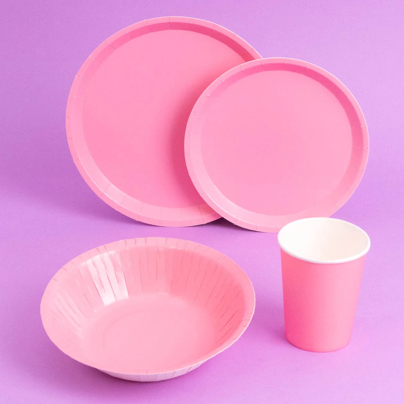 Plato Cartón Llano Redondo Postre Ø 17 cm Rosa Pastel - Image 2