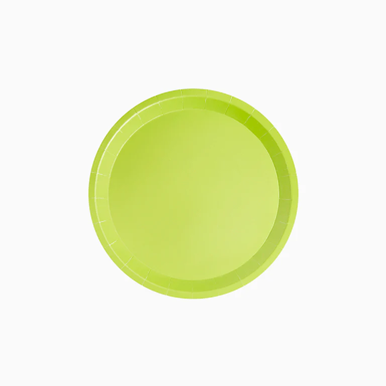 Plato Cartón Llano Redondo Postre Ø 17 cm Verde Lima